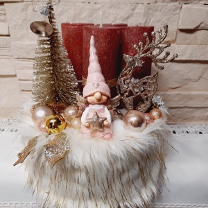 Adventi koszorú, szőrmés  - karácsony - adventi díszek - adventi koszorú - Meska.hu