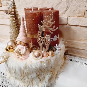 Adventi koszorú, szőrmés  - karácsony - adventi díszek - adventi koszorú - Meska.hu