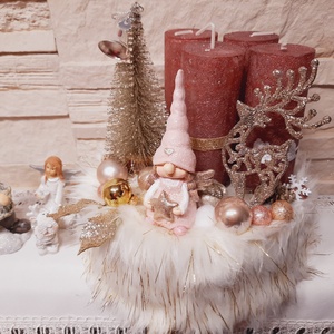 Adventi koszorú, szőrmés  - karácsony - adventi díszek - adventi koszorú - Meska.hu