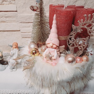 Adventi koszorú, szőrmés  - karácsony - adventi díszek - adventi koszorú - Meska.hu