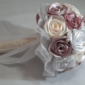 Mályva,ekrü,fehér színű örökcsokor - esküvő - menyasszonyi- és dobócsokor - Meska.hu