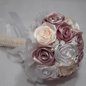 Mályva,ekrü,fehér színű örökcsokor - esküvő - menyasszonyi- és dobócsokor - Meska.hu