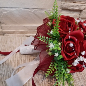 Örökcsokor, sötét piros - esküvő - menyasszonyi- és dobócsokor - Meska.hu