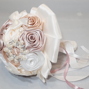 Rose gold,ekrü,púder színű örökcsokor - esküvő - menyasszonyi- és dobócsokor - Meska.hu