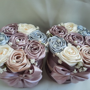 Szülőköszöntő virágdoboz selyemrózsákkal/3db/ - esküvő - emlék & ajándék - doboz - Meska.hu