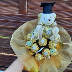 Rocher csokor ballagásra - otthon & életmód - dekoráció - virágdísz és tartó - csokor & virágdísz - Meska.hu