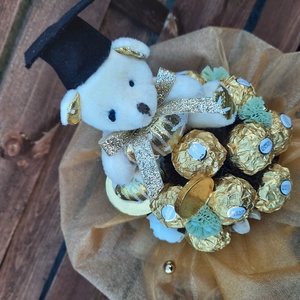 Rocher csokor ballagásra - otthon & életmód - dekoráció - virágdísz és tartó - csokor & virágdísz - Meska.hu