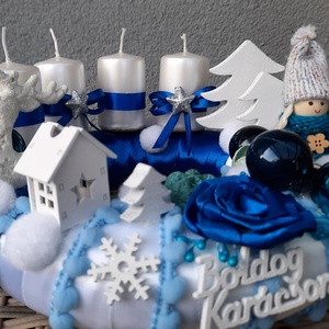 Görögös adventi koszorú -Kék fehér  - karácsony - adventi díszek - adventi koszorú - Meska.hu