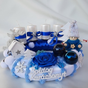 Görögös adventi koszorú -Kék fehér  - karácsony - adventi díszek - adventi koszorú - Meska.hu