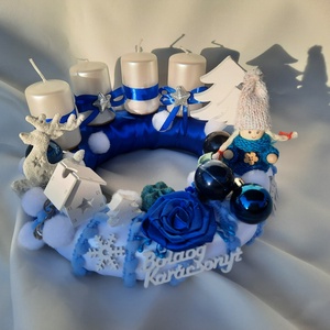 Görögös adventi koszorú -Kék fehér  - karácsony - adventi díszek - adventi koszorú - Meska.hu