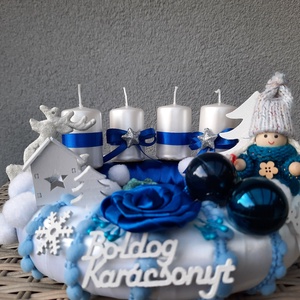 Görögös adventi koszorú -Kék fehér  - karácsony - adventi díszek - adventi koszorú - Meska.hu