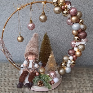 Karácsonyi asztaldísz világító ledsorral,33cm - karácsony - karácsonyi lakásdekoráció - ünnepi asztaldekoráció - Meska.hu