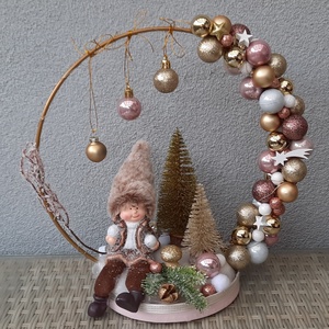 Karácsonyi asztaldísz világító ledsorral,33cm - karácsony - karácsonyi lakásdekoráció - ünnepi asztaldekoráció - Meska.hu