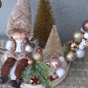 Karácsonyi asztaldísz világító ledsorral,33cm - karácsony - karácsonyi lakásdekoráció - ünnepi asztaldekoráció - Meska.hu