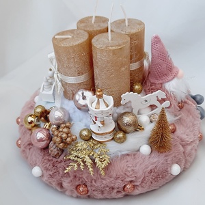 Adventi koszorú kisvonattal, körhintával,manóval  - karácsony - adventi díszek - adventi koszorú - Meska.hu