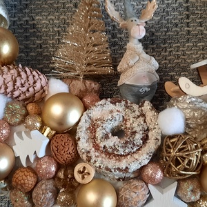 Karácsonyi ajtódísz arany,rózsaszín,fehér  - karácsony - karácsonyi lakásdekoráció - karácsonyi ajtódíszek - Meska.hu