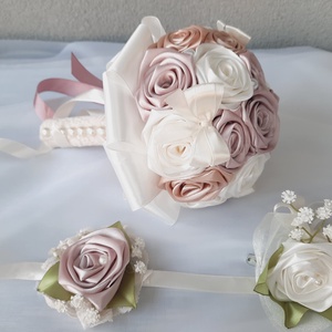 Rose gold,ekrü,púder színű örökcsokor - esküvő - menyasszonyi- és dobócsokor - Meska.hu