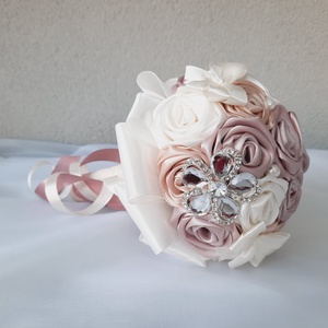 Rose gold,ekrü,púder színű örökcsokor - esküvő - menyasszonyi- és dobócsokor - Meska.hu