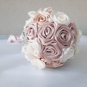 Rose gold,ekrü,púder színű örökcsokor - esküvő - menyasszonyi- és dobócsokor - Meska.hu