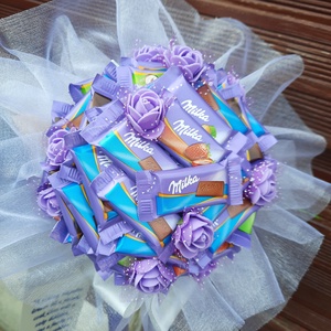 Milka csokor ballagásra  - otthon & életmód - dekoráció - virágdísz és tartó - csokor & virágdísz - Meska.hu
