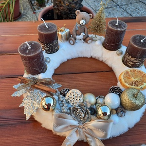 Macis adventi koszorú  - karácsony - karácsonyi lakásdekoráció - ünnepi asztaldekoráció - Meska.hu