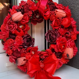 Piros ajtódísz  - otthon & életmód - dekoráció - ajtó- és ablak dekoráció - ajtódísz & kopogtató - Meska.hu