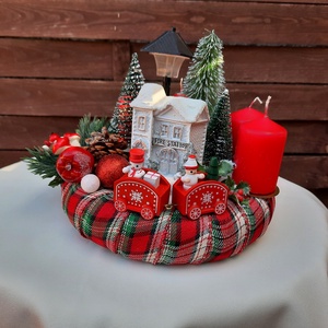 Adventi koszorú piros,zöld,fehér - karácsony - adventi díszek - adventi koszorú - Meska.hu