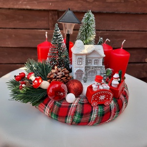 Adventi koszorú piros,zöld,fehér - Meska.hu