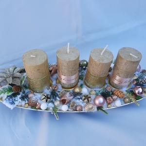 Adventi asztaldísz rosegold,arany színű  - karácsony - adventi díszek - adventi koszorú - Meska.hu