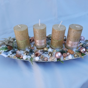 Adventi asztaldísz rosegold,arany színű , Karácsony, Adventi díszek, Adventi koszorú, Mindenmás, MESKA