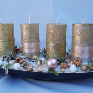 Adventi asztaldísz rosegold,arany színű  - karácsony - adventi díszek - adventi koszorú - Meska.hu