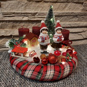 Adventi koszorú klasszikus színekkel - karácsony - adventi díszek - adventi koszorú - Meska.hu