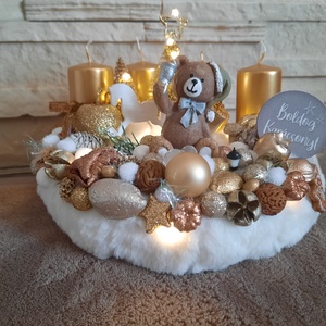 Macis adventi koszorú világító ledsorral , Karácsony, Adventi díszek, Adventi koszorú, Virágkötés, MESKA