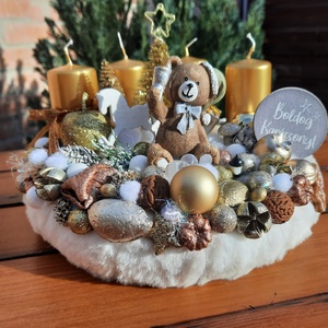 Macis adventi koszorú világító ledsorral  - karácsony - adventi díszek - adventi koszorú - Meska.hu