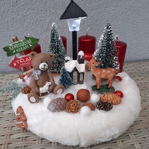 Macis adventi koszorú világítókandelláberrel, Karácsony, Adventi díszek, Adventi koszorú, Virágkötés, MESKA