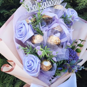 Csokicsokor lila  - otthon & életmód - vallás - temetkezési tárgy - sírcsokor, virág dekoráció - Meska.hu