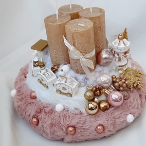 Adventi koszorú kisvonattal, körhintával,manóval  - karácsony - adventi díszek - adventi koszorú - Meska.hu