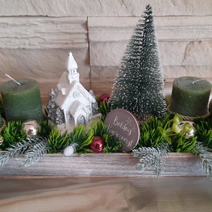 Adventi asztaldísz zöld,fehér - Meska.hu