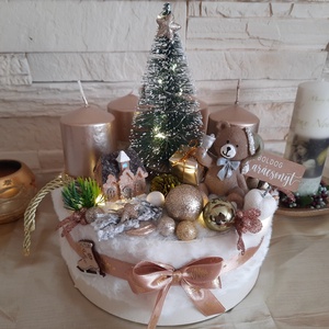 Macis adventi asztaldísz világító ledsorral  - Meska.hu