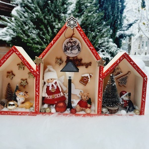 Karácsonyi asztaldísz világító kandelláberrel  - karácsony - adventi díszek - adventi ablakdekoráció - Meska.hu