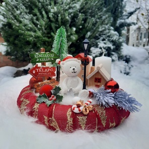 Macis adventi koszorú házikókkal - Meska.hu