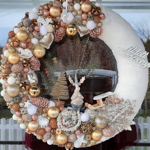 Karácsonyi ajtódísz arany,rózsaszín,fehér  - karácsony - karácsonyi lakásdekoráció - karácsonyi ajtódíszek - Meska.hu