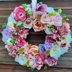 Csupa virág ajtódísz , Otthon & Életmód, Dekoráció, Ajtó- és ablak dekoráció, Ajtódísz & Kopogtató, Virágkötés, MESKA