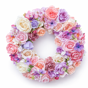 Pasztell virágkoszorú,ajtódísz 34cm - Meska.hu