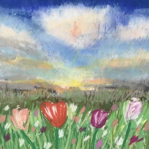 Tulipánföld - 24x30cm - Tulipánföld - művészet - festmény - pasztell - Meska.hu