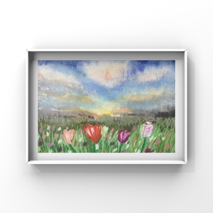 Tulipánföld - 24x30cm - Tulipánföld - művészet - festmény - pasztell - Meska.hu