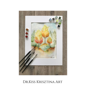 Őszi tájkép - Akvarell - 28x38cm - művészet - festmény - akvarell - Meska.hu