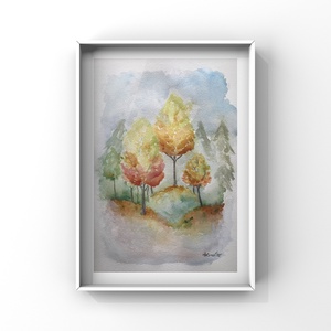 Őszi tájkép - Akvarell - 28x38cm, Művészet, Festmény, Akvarell, Festészet, MESKA