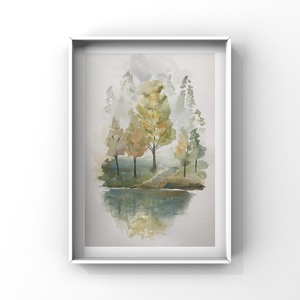 Őszi tájkép - Akvarell - 28x38cm, Művészet, Festmény, Akvarell, Festészet, Meska