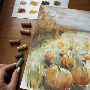 Tökmező -  A/3 -  Pasztellfestmény - művészet - festmény - pasztell - Meska.hu Tökmező -  A/3 -  Pasztellfestmény - művészet - festmény - pasztell - Meska.hu